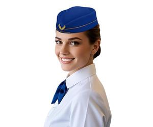 Generisch Chapeau de cérémonie de style tendance - Chapeau hôtesse de l'air - Réceptionniste - Béret basque pour homme - Été, bleu, taille unique