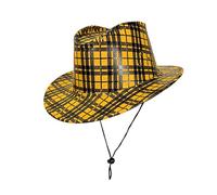 Generisch Chapeau de cowboy authentique avec motif à carreaux inspiré du jazz, idéal pour les occasions festives ainsi que les spectacles en direct et les soirées déguisées (jaune, taille unique)