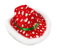 Generisch Chapeau de cowboy Santa Claus - 35,6 cm - Costume de Noël en tissu non tissé - Bord blanc - Chapeau de fête festive - Accessoire accrocheur pour le Nouvel An - Costume occidental