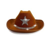 Generisch Chapeau de cowboy scintillant pour enfant avec étoiles scintillantes pour fêtes occidentales - Protection solaire parfaite pour les aventures en plein air (marron, 4-10 ans)