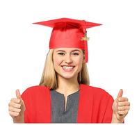 Generisch Chapeau de docteur 2025 - Chapeau de remise de diplôme - Uniforme scolaire - Chapeau d'étudiant - Chapeau de diplôme (DE/NL/SE/PL, Alpha JASPO, 0, standard, rouge)