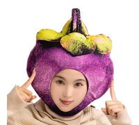 Generisch Chapeau de fruits en peluche, chapeau de fruits pour adultes | Chapeau de mangoustan pour accessoires photo | Jolie nouveauté en peluche fruit mangouste accessoire photo costume costume