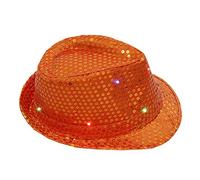Generisch Chapeau de jazz à paillettes LED - Accessoire de performance - Cowboy Jungkook Merch, Orange, taille unique