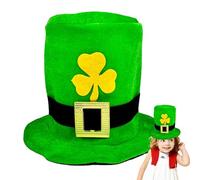 Generisch Chapeau de jour de la Saint-Patrick - Cylindre vert - Avec boucle - Chapeau de cosplay irlandais - Pour adultes, adolescents, hommes, femmes