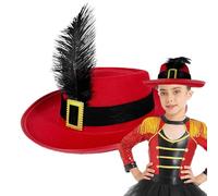 Generisch Chapeau de mousquetaire pour enfant - Chapeau en feutre - Chapeau de mousquetaire - Chapeau de carnaval - Accessoire médiéval - Chapeau de pirate - Chapeau en feutre avec écharpe et plume