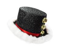 Generisch Chapeau de Noël, chapeau de Père Noël festif avec duvet blanc et 3 cloches, chapeau à large bord - pour femmes hommes famille fête du Nouvel An réunion cosplay apparition