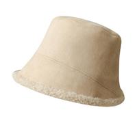 Generisch Chapeau de pêcheur réversible en daim synthétique pour femme Automne et Hiver Épais Polaire d'agneau Chaud Polyvalent Chapeau Bush Hat, beige, taille unique