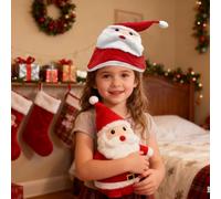 Generisch Chapeau de Père Noël, accessoire de fête - Chapeau de Père Noël en peluche avec lumière et son - Pour cabine photo comme accessoire pour les performances sur scène et les fêtes