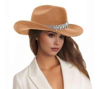 Generisch Chapeau de plage pour homme et femme, chapeau de cowboy occidental, chapeau de mariée flash, chapeau de vacances européen et fou chapeau de soleil respirant, kaki, taille unique