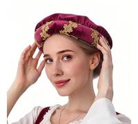 Generisch Chapeau de Renaissance | Déguisement vintage rembourré en velours doux - Chapeau médiéval avec bord roulé - Pour homme et femme - Vacances d'Halloween - Bals masqués