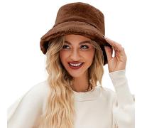 Generisch Chapeau de seau flou pour faux connaissances superficielles Chapeau seau chaud doux d'hiver pêcheur Chapeau de soleil Chapeau de pluie imperméable, café, taille unique