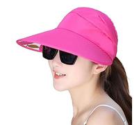 Generisch Chapeau de soleil à large bord en tissu Top Line avec grand chapeau de soleil avec protection des oreilles pour fille, rouge, taille unique