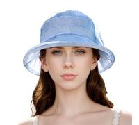 Generisch Chapeau de soleil d'été pour femme Tempérament polyvalent Chapeau de soleil pour mariée Mariage Église Thé Soirée Été Femme Extérieur Élégant Tempérament Tissu Chapeau de soleil (bleu, M)