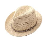 Generisch Chapeau de soleil pour enfants garçons et filles - Chapeau de paille pour l'été - Chapeau de plage - Bord large - Léger - Respirant - Réglable, beige, 3-10 Jahre