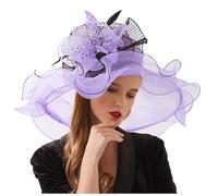 Generisch Chapeau de soleil pour femme - Chapeau d'été pour femme - Chapeau bibi - Pour fête de mariage, lilas, taille unique
