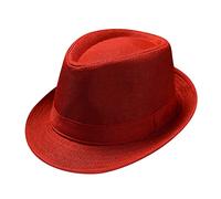 Generisch Chapeau de Soleil Réglable Rétro pour Hommes et Femmes - Chapeau de Jazz Uni Britannique de Voyage - Chapeau de Paille, Rouge Pastèque, Taille Unique