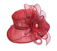 Generisch Chapeau de soleil unisexe pour femme Fascinator Lady Cocktail Tea Party Église Mariage Mariée Chapeau de soleil d'été Fille, rouge, taille unique