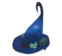 Generisch Chapeau de sorcier | Chapeau de sorcière en feutre bleu Accessoire crochet Halloween Costume femme en tissu non tissé doux avec décor floral pour cosplay quotidien et jours de fête Taille