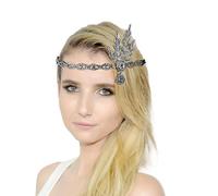 Generisch Chapeau élégant pour femme avec plumes, pour les occasions festives telles que les mariages, le thé de l'après-midi (gris foncé, taille unique)