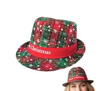 Generisch Chapeau Fedora de Noël, classique respirant, motif flocons de neige, couvre-chef de Noël - Pour amis, hommes, adolescents, fête, vacances, intérieur