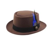 Generisch: Chapeau Fedora en laine de style bavarois traditionnel avec plume pour la fête de la bière, les fêtes en plein air 2025 (marron, taille unique)