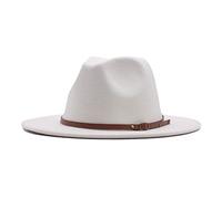 Generisch Chapeau Fedora Panama Femme Chapeau en Laine Classique Large Boucle de Ceinture Floppy Baseball Casquettes Casquettes Homme, Blanc., taille unique