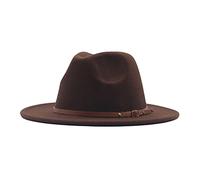 Generisch Chapeau Fedora Panama Femme Chapeau en Laine Classique Large Boucle de Ceinture Floppy Baseball Casquettes Casquettes Été, café, taille unique
