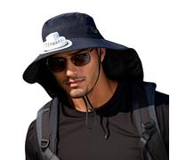 Generisch Chapeau seau de ventilateur solaire pour hommes été solaire fan chapeau homme été extérieur alpinisme pêche soleil large bord plein air sport chapeau de soleil voyage randonnée, Noir #3