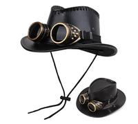 Generisch Chapeau steampunk pour homme, chapeau à grand bord | Avec lunettes de protection pour cosplay, défilé de mode, carnaval, fête