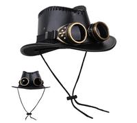 Generisch Chapeau steampunk pour homme - Chapeau western - Accessoire photo avec lunettes - Décoration pour fêtes à thème, événements, défilés de mode, représentations théâtrales