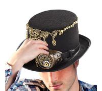 Generisch Chapeau steampunk vintage pour homme, accessoires de cosplay avec | Chapeau cylindrique pour les vacances, carnaval, festival, scène, théâtre, cosplay, mascarade et fête costumée