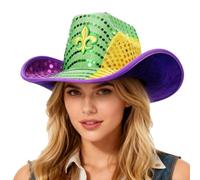 Generisch Chapeaux de fête cowboy - Paillettes à paillettes dans des couleurs colorées Mardi Gras, chapeaux de fête pour femmes | Pour événements irlandais, cosplay, carnaval, célébrations, spectacles