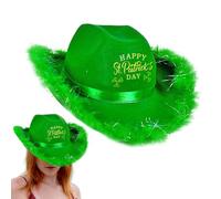 Generisch Chapeaux de fête de la Saint Patrick pour femmes, chapeau de jour de la Saint-Patrick pour hommes | Bonnets de cowboy heureux, nouveauté en feutre pour la Saint Patrick Cowgirl Casquettes