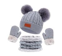 Generisch Chapeaux pour enfants, écharpes et gants, trois pièces, automne et hiver, nouveau, chaud, deux bonnets pour bébé.Chapeau d'été garçon, gris, taille unique