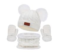 Generisch Chapeaux pour enfants, écharpes et gants, trois pièces, automne et hiver, nouveau, chaud, deux bonnets pour bébé.Chapeau d'été garçon, Blanc., taille unique
