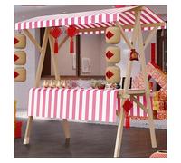 Generisch Chariot de présentation pliable - Étal de marché en bois avec auvent et nappe - Idéal pour glace, hot dogs, café, bonbons, gâteaux et jouets - Stand de rue portable