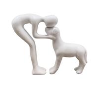 Generisch Charming Man and Dog Sculpture en résine - Figurine mignonne garçon et animal de compagnie comme décoration - Accessoire d'intérieur élégant pour salon, chambre à coucher ou étagère - Objet