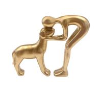 Generisch Charming Man and Dog Sculpture en résine - Figurine mignonne garçon et animal de compagnie comme décoration - Accessoire d'intérieur élégant pour salon, chambre à coucher ou étagère - Objet