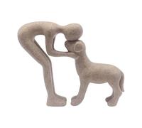 Generisch Charming Man and Dog Sculpture en résine - Figurine mignonne garçon et animal de compagnie comme décoration - Accessoire d'intérieur élégant pour salon, chambre à coucher ou étagère - Objet