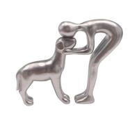 Generisch Charming Man and Dog Sculpture en résine - Figurine mignonne garçon et animal de compagnie comme décoration - Accessoire d'intérieur élégant pour salon, chambre à coucher ou étagère - Objet