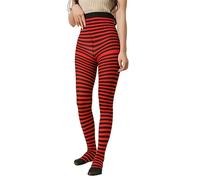 Generisch Chaussettes 43 46 Collants moulants transparents noirs avec motif rayé contrasté Bas imprimés, rouge, taille unique
