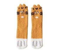 Generisch Chaussettes avec cœurs - Chaussettes moelleuses pour chat - Chaussettes douillettes et confortables - Chaussettes de sommeil d'hiver avec motif chat - Pour femmes et filles - Cadeaux - Sans
