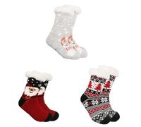 Generisch Chaussettes Bouddha pour adultes, colorées, à rayures, pour l'intérieur, chaussettes de Noël épaisses et chaudes, chaussettes de Noël en tricot polaire, bas garçons 24, D x 1 + E x 1 + F x 1
