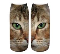 Generisch Chaussettes de chat douces, extensibles, accessoires de mode réalistes, Chat aux yeux verts, L