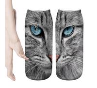 Generisch Chaussettes de chat douces, extensibles, accessoires de mode réalistes, Yeux bleus de chat, L