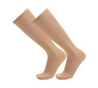 Generisch Chaussettes de compression pour hommes et femmes, hauteur du genou graduée pour mollet, jambe et pied, bas autofixants vernis, beige, L