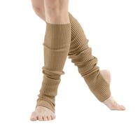 Generisch Chaussettes de danse et de yoga pour femmes | Chaussettes de danse à bout ouvert et talon | Chaussettes de fête côtelées des années 80 | Chaussettes de sport chaudes, kaki, taille unique