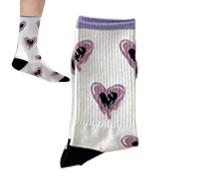 Generisch Chaussettes de loisirs pour femme, chaussettes sportives, accessoires de mode élégants pour l'entraînement, le fitness, le quotidien, le streetwear, Violet Amour Cœurs Féminin Tube Moyen