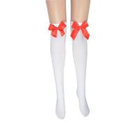 Generisch Chaussettes de Noël longues avec nœud élégant, idéales pour les mascarades festives et les fêtes de maquillage comme pochette cadeau parfaite, Blanc., taille unique