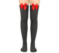 Generisch Chaussettes de Noël pour femmes avec nœud Noël enfants collants rayés bas bas au-dessus du genou chaussettes de Noël chaussettes de Noël, A03 noir., taille unique